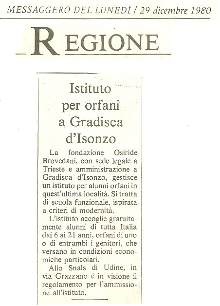 Istituto per orfani a Gradisca d’Isonzo