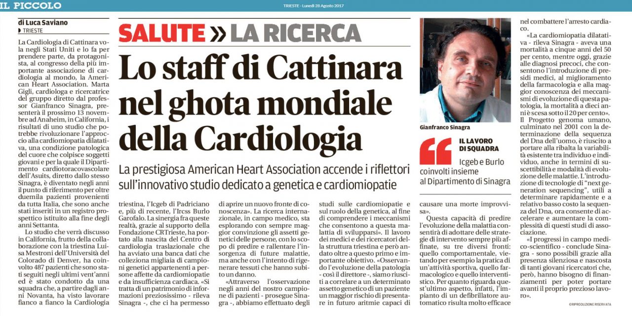 Lo staff di Cattinara nel gotha mondiale della Cardiologia