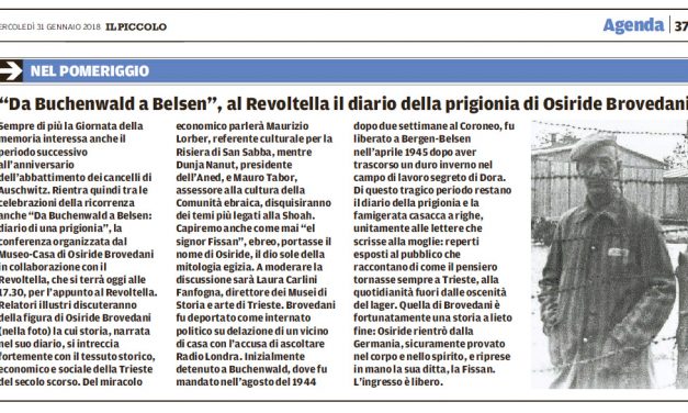 “Da Buchenwald a Belsen”, al Revoltella il diario della prigionia di Osiride Brovedani