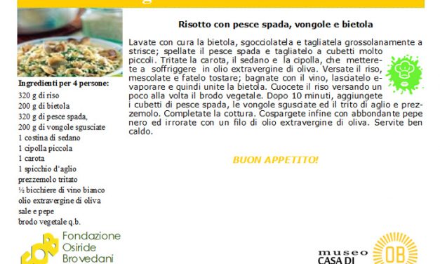 Risotto con pesce spada, vongole e bieta
