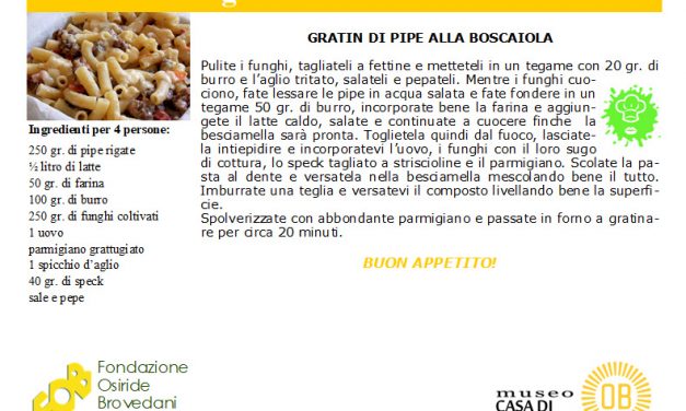 gratin di pipe alla boscaiola